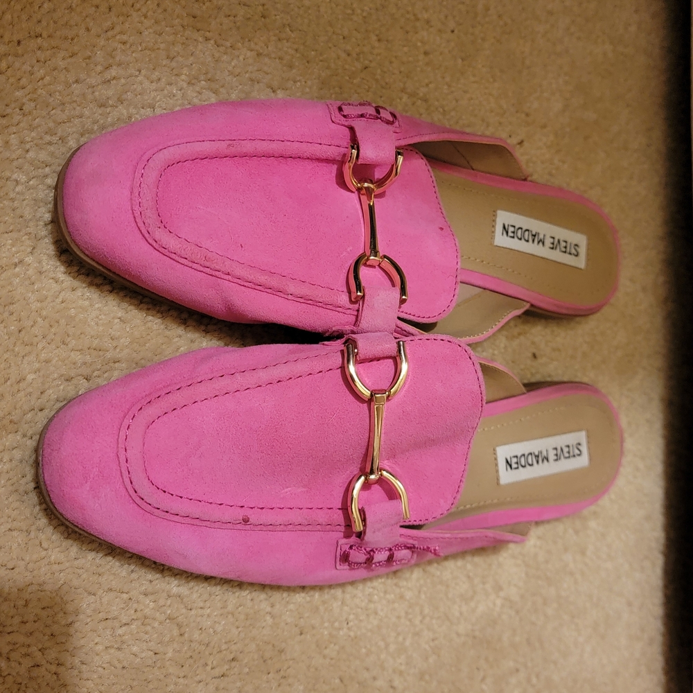 Steve Madden Vibrant Pink Loafers with Gold Accent